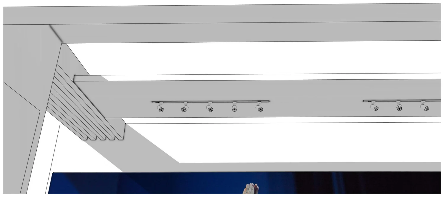 Detalhe da iluminação sobre a testeira